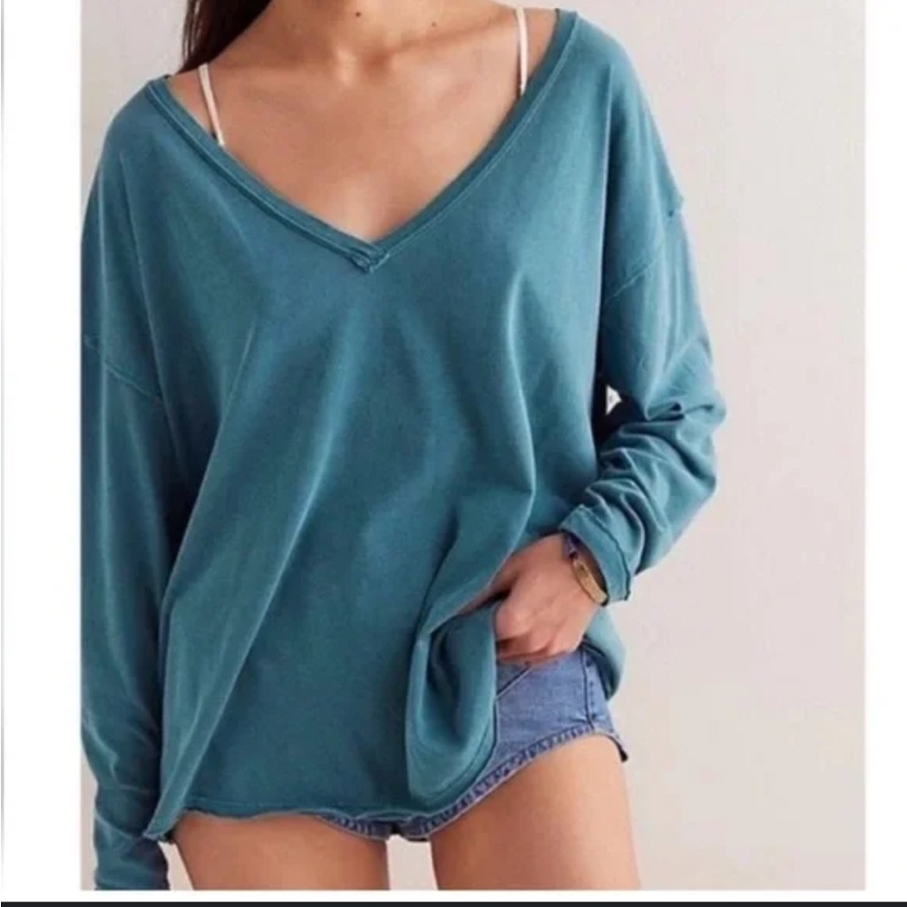We The Free Teal Long Sleeve Top